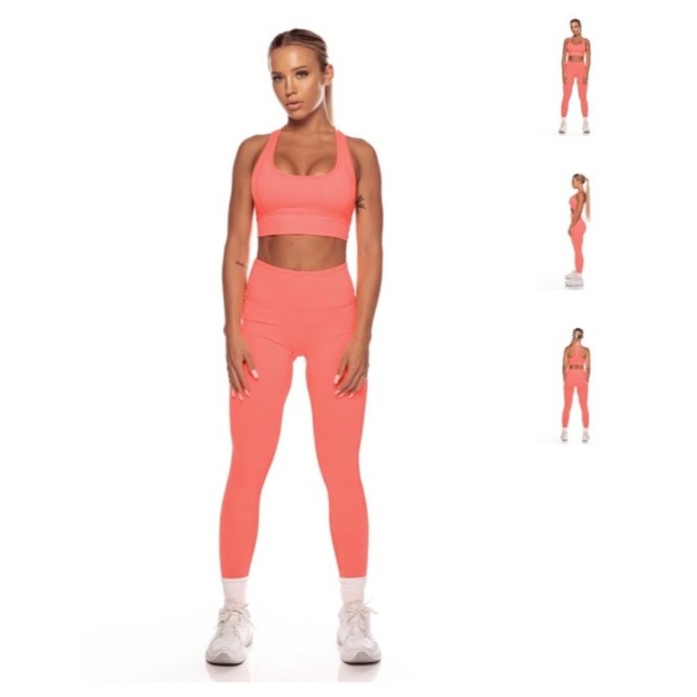 Saski Neon Pink Bra and Leggings Set